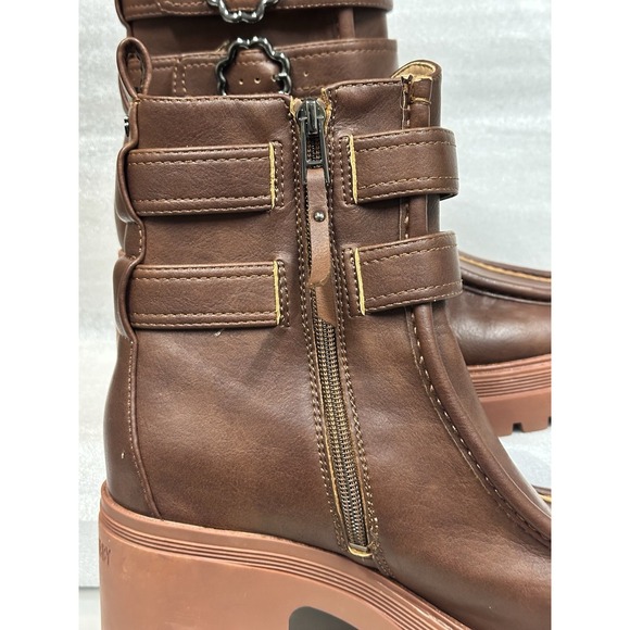 Sam And Libby Chiara Heeled Ampersand Booties Faux Leather Size 9 Platform - Picture 5 of 8